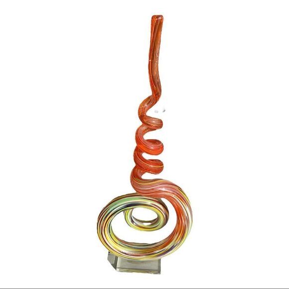 Italian Spiral Art Glass Abstract Sculpture - Picture 3 of 12